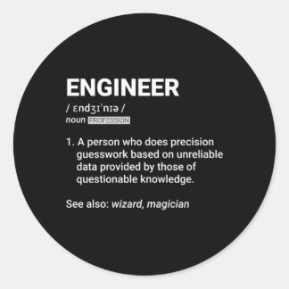 Ingenjör Definition Geeky Engineering Runt Klistermärke
