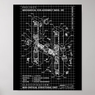 Ingenjör Engineering Monogram Initial Catal Boksta Poster