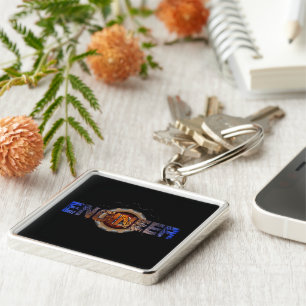 Ingenjör Fyrkantig Silverfärgad Nyckelring