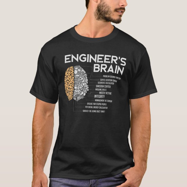 Ingenjör Ingenjör Brain Funny Engineering T Shirt (Framsida)