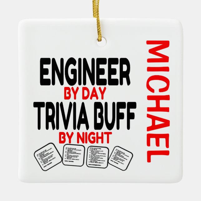 Ingenjör Kärlek som spelar Trivia-ANPASSNINGSBARNA Julgransprydnad Keramik (Framsida)