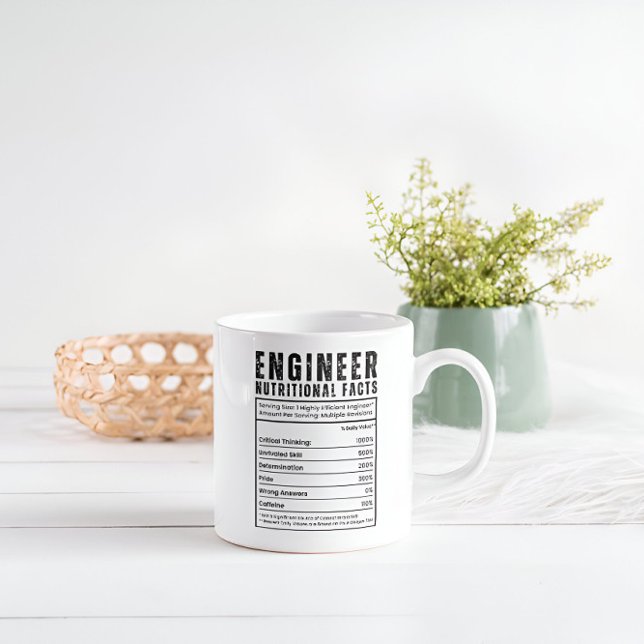 Ingenjör Nutritional Facts Funny Brain Två-Tonad Mugg (Skapare uppladdad)