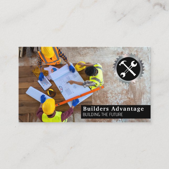 Ingenjör och arkitekter som Tittar i skisser Visitkort (Framsida)