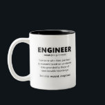Ingenjör Två-Tonad Mugg<br><div class="desc">Ingenjör: (noun) Någon som gör precisionen gissar att den bygger på otillförlitliga uppgifter från underrättelsetjänster som kan ifrågasättas.</div>