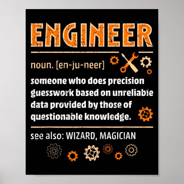 Ingenjörsdefinition Rollig ingenjörskonst Nerdig v Poster (Framsidan)
