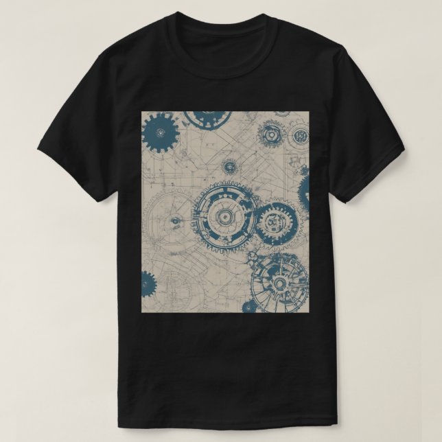 Ingenjörsritning Kugghjul Arkitektur Struktur D T Shirt (Design framsida)