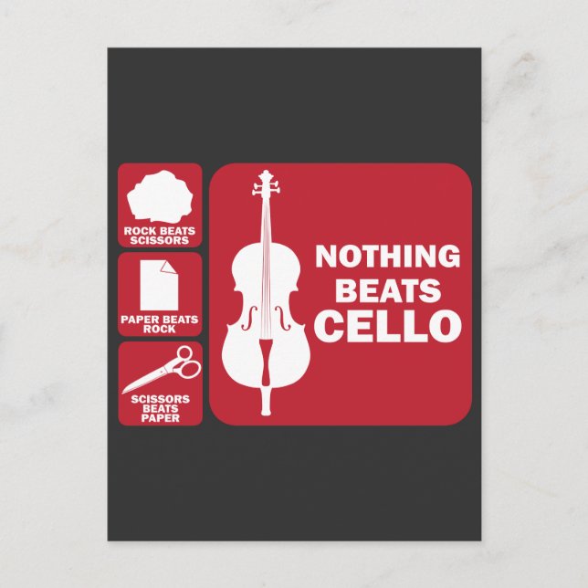 Ingenting Beats Cello Sten Scissor Papper Musician Vykort (Framsida)