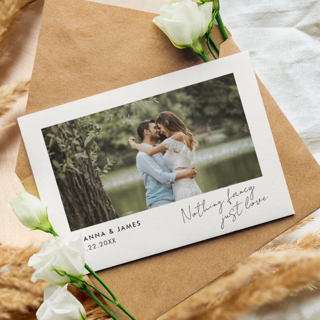 ”Ingenting fancy, bara kärlek” Modernt bröllopsuts Inbjudningar (Minimalist Simple Elopement Announcement)