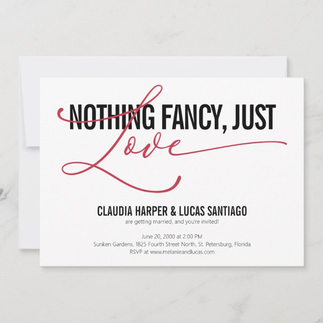 Ingenting Finare Just Kärlek Avslappnad Bröllop Inbjudningar (Framsida)