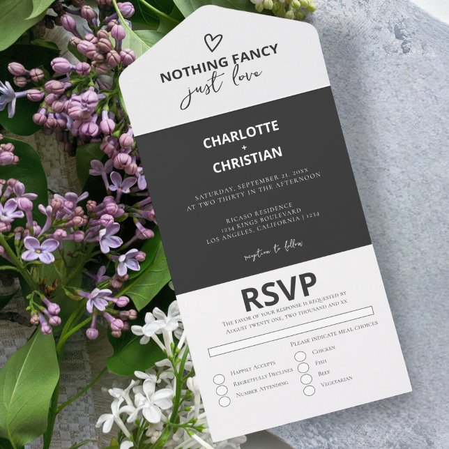 Ingenting Finare just Kärlek Bröllop (Nothing Fancy Just Love Wedding All In One Invitation from Ricaso. Invite, envelope & RSVP in one)