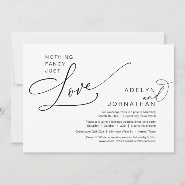 Ingenting Finare, Just Kärlek, Bröllop Elopement M Inbjudningar (Framsida)
