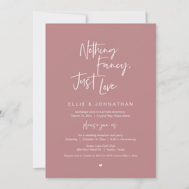 Ingenting Finare Just Kärlek, Bröllop Elopement Mi Inbjudningar (Framsida)