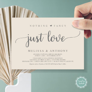 Ingenting Finare Just Kärlek, Elopement, Rustic Br Inbjudningar