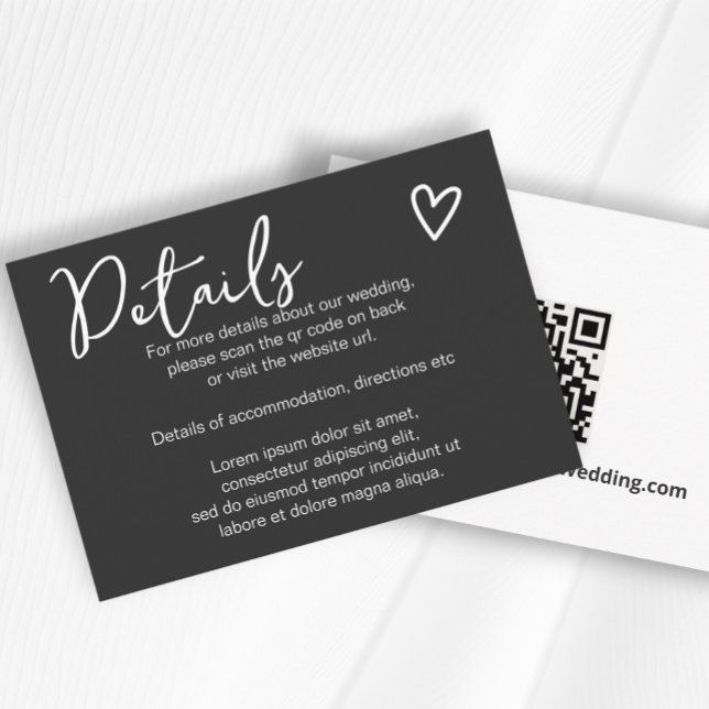 Ingenting Finare Just Kärlek enkel QR-kod Tilläggskort (Nothing Fancy Just Love Simple QR Code Enclosure Cards from Ricaso. Easy add own website QR code )