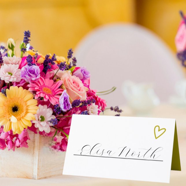 Ingenting Finare Just Kärlek Groovy Grönt Bröllop Placeringskort (Nothing Fancy Just Love Groovy 70s Retro Wedding Place Cards from Ricaso. Handwritten by you)