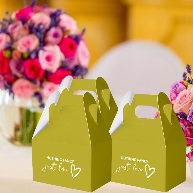 Ingenting Finare Just Kärlek Groovy Grönt Bröllop Presentaskar (Nothing Fancy Just Love Retro Wedding Favor Boxes from Ricaso. A fun bold color box for your favors)