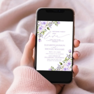 Ingenting Finare Just Kärlek Lilac Lavender Bröllo Inbjudningar
