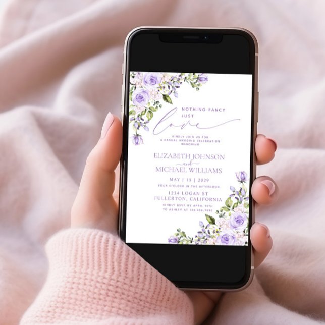 Ingenting Finare Just Kärlek Lilac Lavender Bröllo Inbjudningar (Skapare uppladdad)