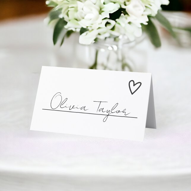 Ingenting Finare Just Kärlek minimalistiskt Bröllo Placeringskort (Nothing Fancy Just Love Minimalist Wedding Place Cards from Ricaso. Add handwritten guest names)