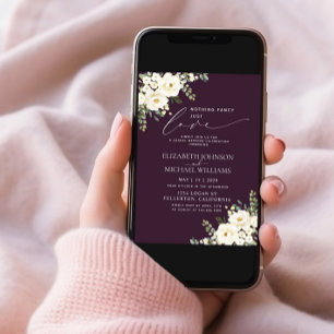 Ingenting Finare Just Kärlek Plum Lila Blommigt Br Inbjudningar