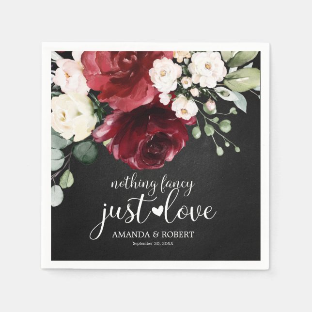 Ingenting Finare Just Kärlek Rustic Chalk Burgundy Pappersservett (Framsidan)