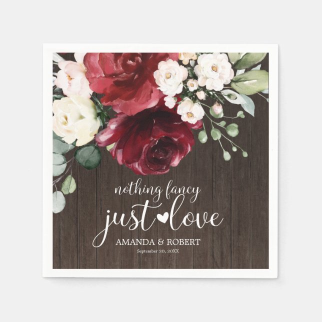 Ingenting Finare Just Kärlek Rustic Wood Blommigt Pappersservett (Framsidan)