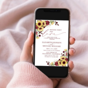 Ingenting Finare Just Kärlek Solrosburgundy Bröllo Inbjudningar