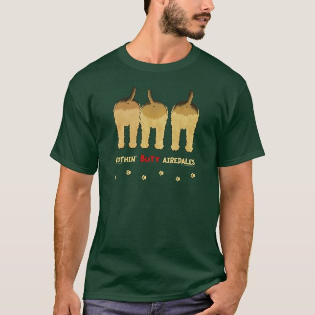 Ingenting knuffar Airedales T Shirt (Framsida)