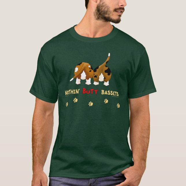 Ingenting knuffar Bassets T Shirt (Framsida)