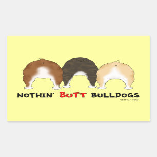 Ingenting knuffar bulldoggar rektangulärt klistermärke
