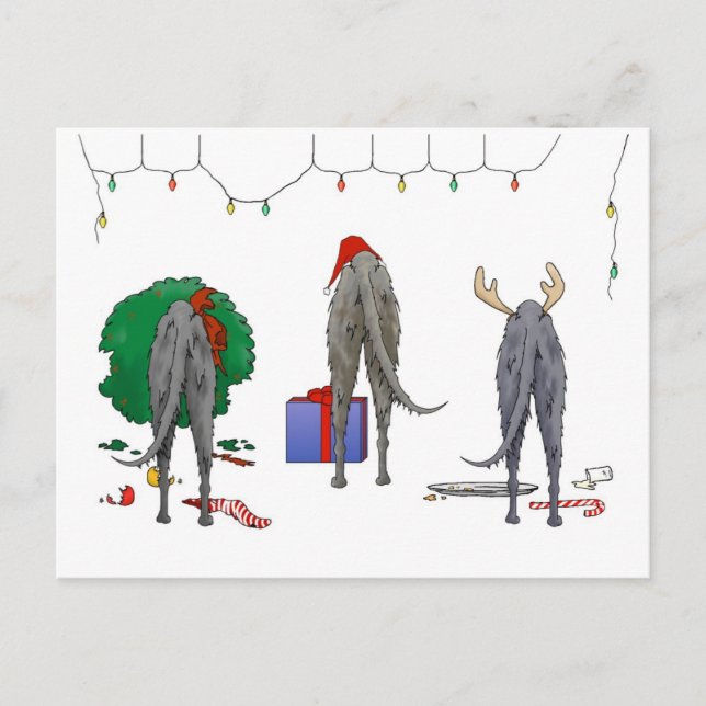 Ingenting knuffar en Deerhound jul Helg Vykort (Framsida)