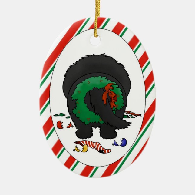 Ingenting knuffar en Newfie julprydnad Julgransprydnad Keramik (Framsidan)