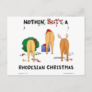 Ingenting knuffar en Rhodesian jul Helg Vykort