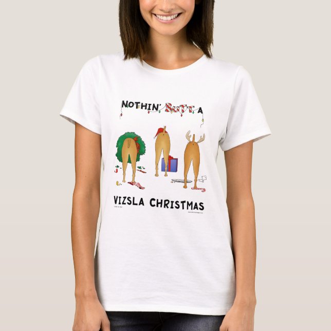 Ingenting knuffar en Vizsla jul T Shirt (Framsida)