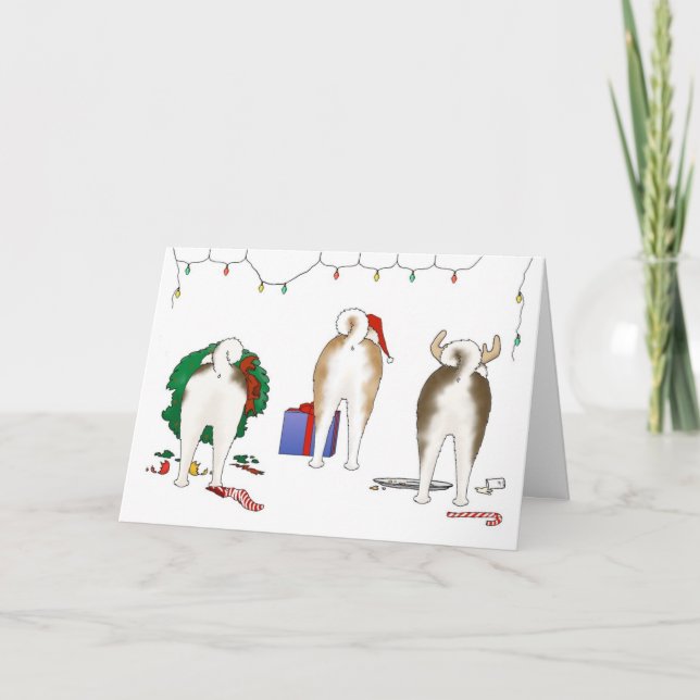 Ingenting knuffar ett kort för Akita julhälsning (Framsida)