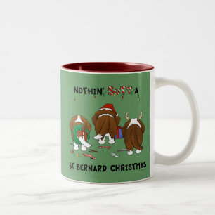 Ingenting knuffar ett St Bernard jul Två-Tonad Mugg