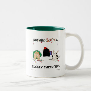 Ingenting knuffar jul för en cockerspaniel Två-Tonad mugg