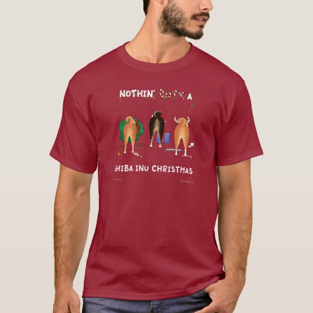 Ingenting knuffar Shiba en Inu jul T-shirt (Framsida)