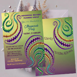 Ingenting Pärlor Mardi Gras Färg Masquerad Party Inbjudningar