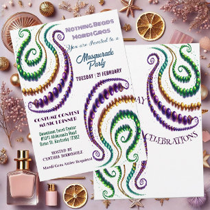 Ingenting Pärlor Mardi Gras Färg Masquerad Party Inbjudningar