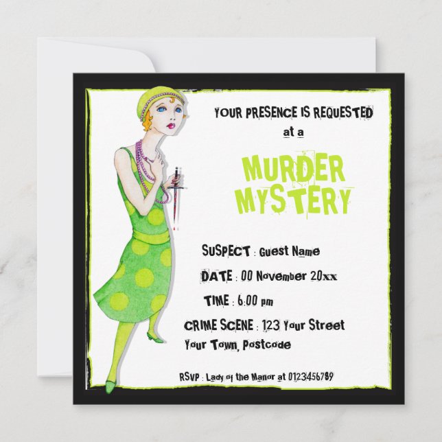Ingenue Murder Mystery bjudan Inbjudningar (Framsida)
