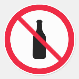 Inget Alcohol Red Circle Sign | Klassisk rund etik Runt Klistermärke