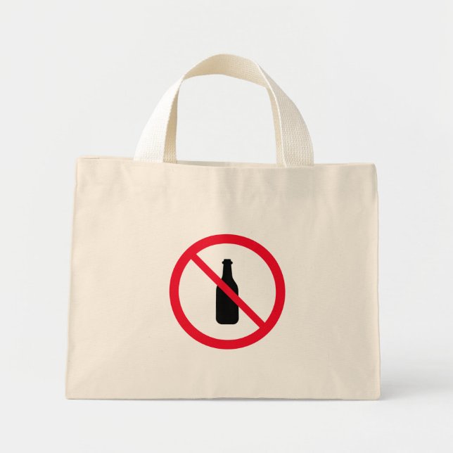 Inget Alcohol Red Circle Sign | Tiny Tote Bag Mini Tygkasse (Framsidan)