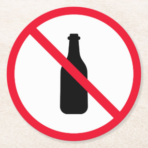 Inget Alcohol Red Circle Sign   Underlägg från Anp Papper Rund