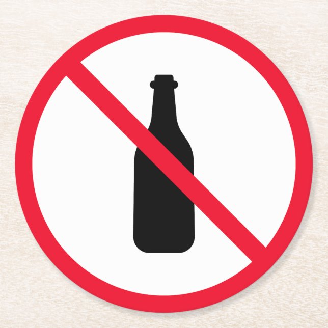 Inget Alcohol Red Circle Sign | Underlägg från Anp Papper Rund (Framsidan)