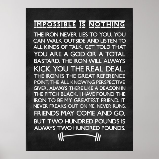 Inget är omöjligt, Gym Motivational Chalkboard Poster (Framsidan)