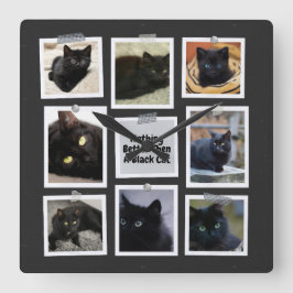 Inget bättre än en svart katt fyrkantig klocka