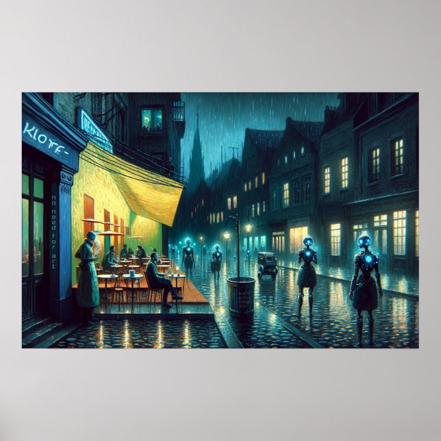 "Inget behov av konst" (Café Terrace Noir) Poster (Framsidan)