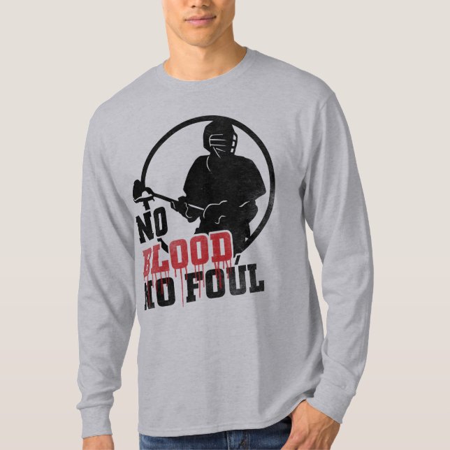 Inget blod, ingen Foul Lacrosse, LAX T Shirt (Framsida)
