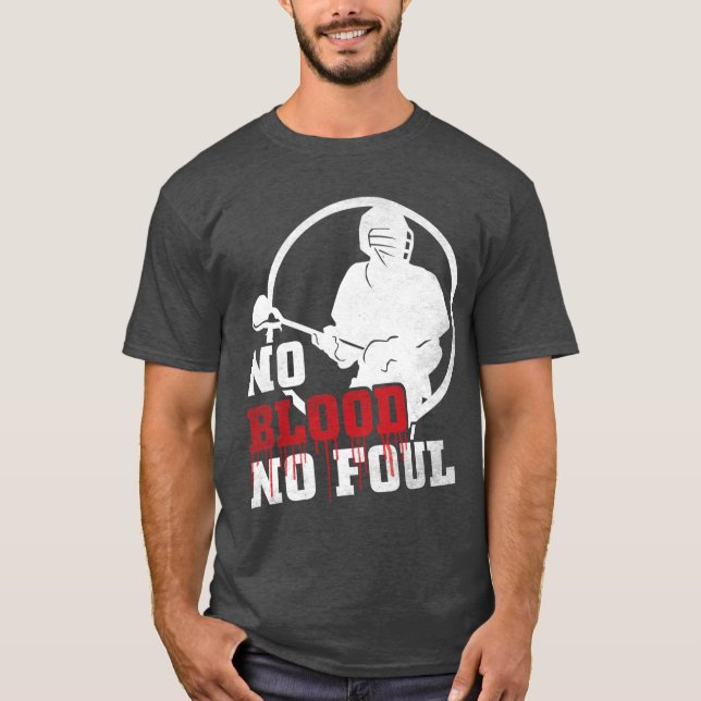 Inget blod, ingen foul Lacrosse Lax T- Shirt T Shirt (Framsida)